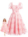 Robe Col Carré Manches Bouffantes Floral Broderie Années 1940
