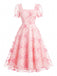 Robe Col Carré Manches Bouffantes Floral Broderie Années 1940 2