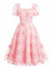 Robe Col Carré Manches Bouffantes Floral Broderie Années 1940 3
