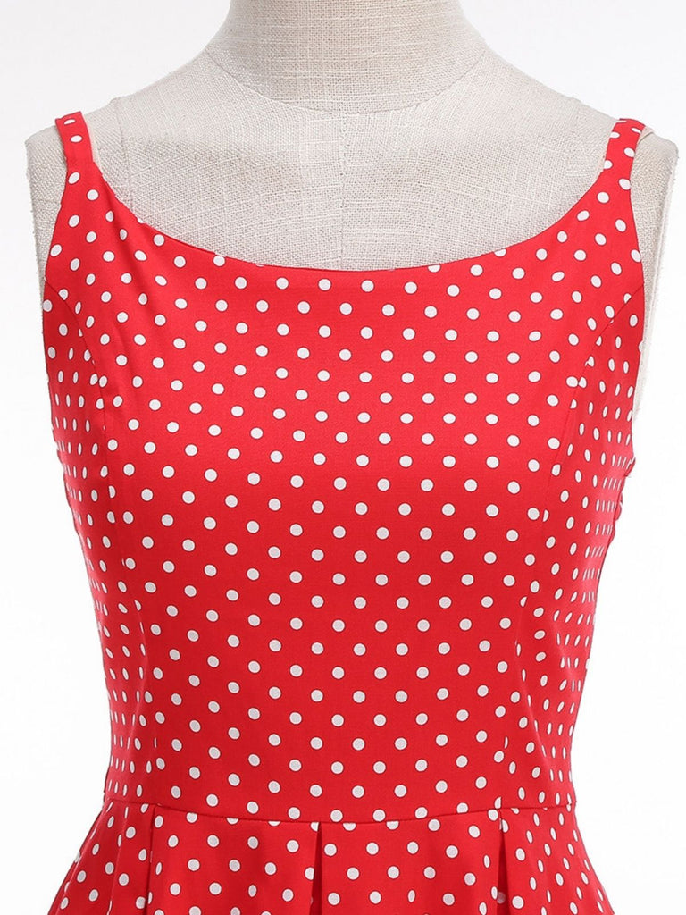 Robe Bretelles Spaghetti à Pois Évasé Années 1950 10