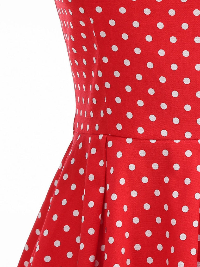 Robe Bretelles Spaghetti à Pois Évasé Années 1950 11