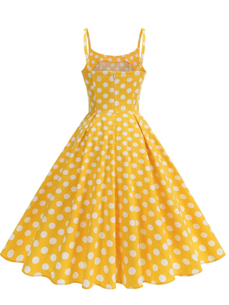 Robe Bretelles Spaghetti à Pois Évasé Années 1950 14