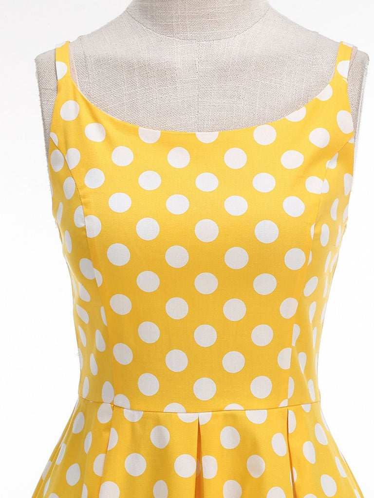 Robe Bretelles Spaghetti à Pois Évasé Années 1950 15