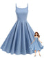 Robe évasée pois et bretelles fines années 1950