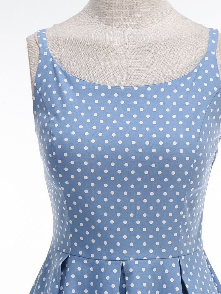 Robe Bretelles Spaghetti à Pois Évasé Années 1950 5