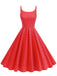 Robe Bretelles Spaghetti à Pois Évasé Années 1950 7
