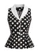 Blouse sans Manches à Revers à Pois Années 50