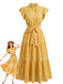 Robe Volant Col Montant Ceinturé à Étages Années 1940