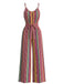 Combinaison Ceinturée à Jambes Larges Rayé Boho Multicolore Années 70