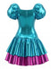 [Prévente] Robe Bleu Laser 3D-Floral à Étages Années 1980 2