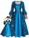 Robe victorienne baroque à lacets et manches cloche années 1950