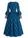 Robe victorienne baroque à lacets et manches cloche années 1950