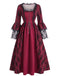 Robe victorienne baroque à lacets et manches cloche années 1950