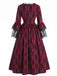 Robe victorienne baroque à lacets et manches cloche années 1950