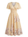 Robe Taille Haute Floral Col V Parapluie Années 1940 4