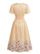 Robe Taille Haute Floral Col V Parapluie Années 1940 5