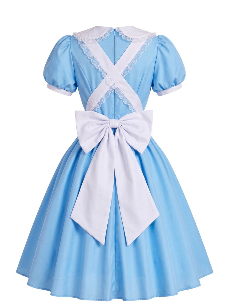 Ensemble de costume féerique avec robe à manches bouffantes et tablier années 1950