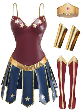 Costume Cosplay Superhéroïne Multicolore Étoile Années 1980
