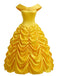 Ensemble robe jaune de princesse féerique à épaules dénudées et volants étagés Années 1950