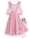 [Prévente] Robe rose en tulle floral à sequins et volants Années 1950