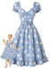 [Prévente] Robe Col Cœur Floral Marguerite Col Bleu Clair Années 1950
