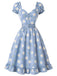 [Prévente] Robe Col Cœur Floral Marguerite Col Bleu Clair Années 1950 2