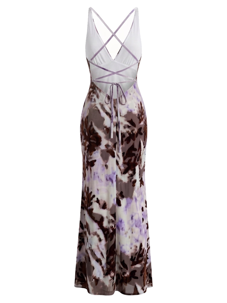 [Prévente] Robe Dos Nu Col V Fendu sur le Côté Marron Années 1930 3