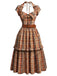 [Prévente] Robe Ceinturé Halter Col à Carreaux Cowgirl Ouvert Col Années 1970 2