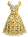 [Prévente] Robe Col Cœur Floral Évasé Marguerite Col Jaune Années 1950 3