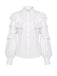 [Prévente] Blouse blanche à double volant, manches lanternes et empiècement années 1950