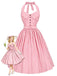 [Prévente] Robe Rose Rayé Halter Ceinturé Évasé Années 1950