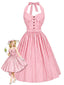 [Prévente] Robe Rose Rayé Col Licou Années 1950