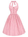 [Prévente] Robe Rose Rayé Halter Ceinturé Évasé Années 1950