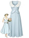 [Prévente] Robe Midi Bleu Clair Col Claudine en A Années 1940