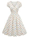 [Prévente] Robe Évasée Multicolore à Pois Col V Années 1950 2