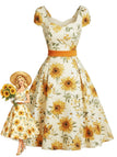 [Prévente] Robe Bustier Tournesol Orange Années 50