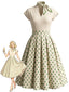 [Prévente] Robe évasée plissée pois foulard soie années 1950