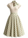 [Prévente] Robe Évasée Plissée à Pois avec Foulard en Soie Années 1950