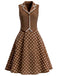 [Prévente] Robe Marron à Pois Col V Fake Two Piece Années 1950
