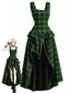 [Prévente] Robe gothique verte carreaux superposé et fendue années 60