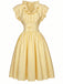 [Prévente] Robe Jaune Clair Rayé Volant Col Ceinture Nouée Années 1950 2