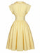 [Prévente] Robe Jaune Clair Rayé Volant Col Ceinture Nouée Années 1950 3
