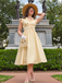 Robe Jaune Clair Rayé Volant Ceinture Années 1950
