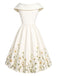 [Prévente] Robe kaki florale ajustée à boutons et col marin Années 1950