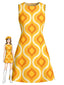 [Prévente] Robe trapèze sans manches orange motif géométrique années 60