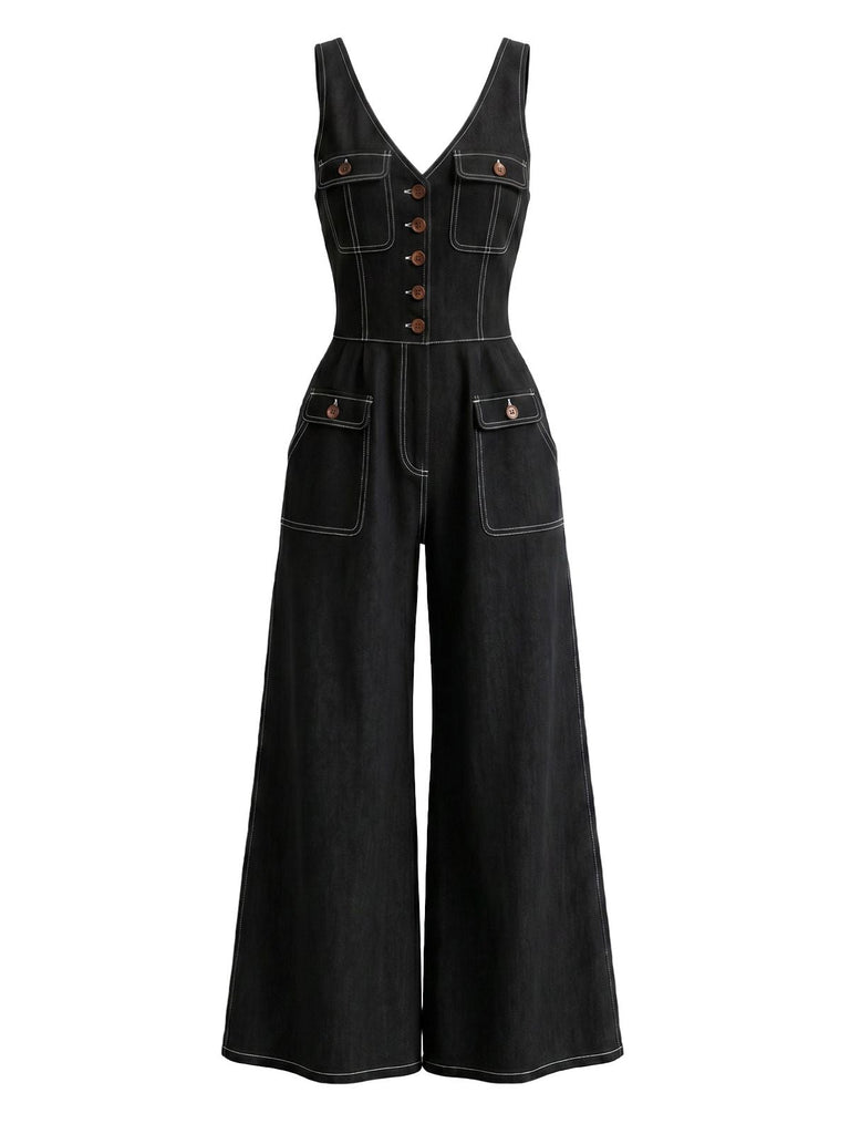 Combinaison Col V Denim Straight Leg Années 1960 2