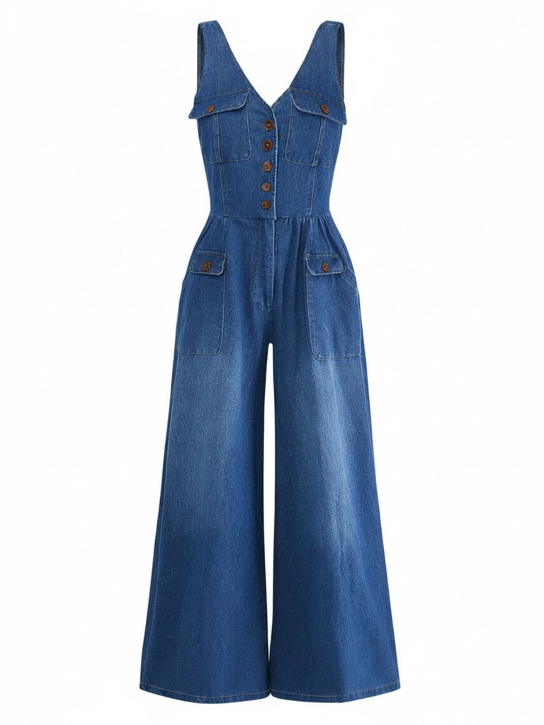 Combinaison Col V Denim Straight Leg Années 1960 4