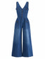 Combinaison jean col V et jambes droites années 60