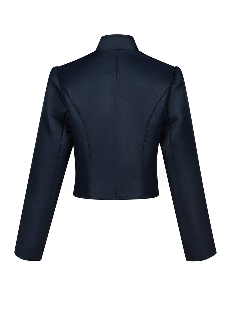 Veste à Col Montant et Boutons Bleu Marine Années 1950