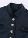 Veste à Col Montant et Boutons Bleu Marine Années 1950